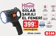 HOUSE PRATİK SOLAR ŞARJLI EL FENERİ